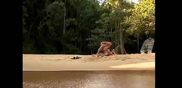  Gorgeous young Latina takes it in every hole right on the water